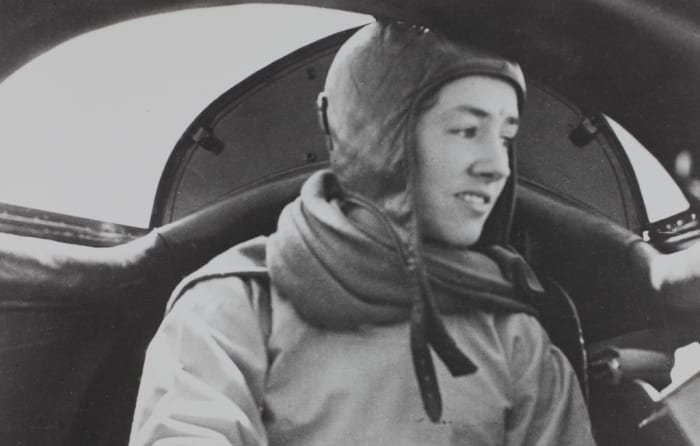 Anne Morrow Lindbergh during the period when she had accompanied him on a round-the-world survey flight in a Lockheed Sirius floatplane