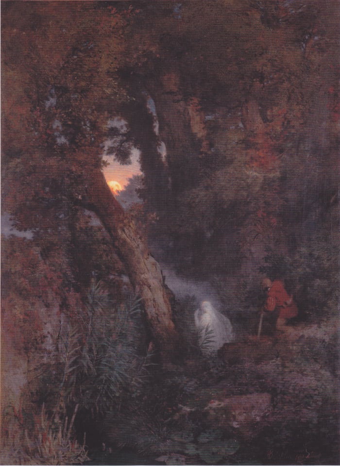 1882 oil painting by Arnold Bröcklin , depicting a will o' the wisp, otherwise known as a fen-fire or a jack o' lantern