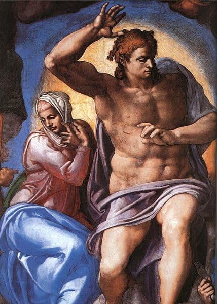 Mary and Christ are at centre of the Last Judgement, where the movement of the bodies originates.