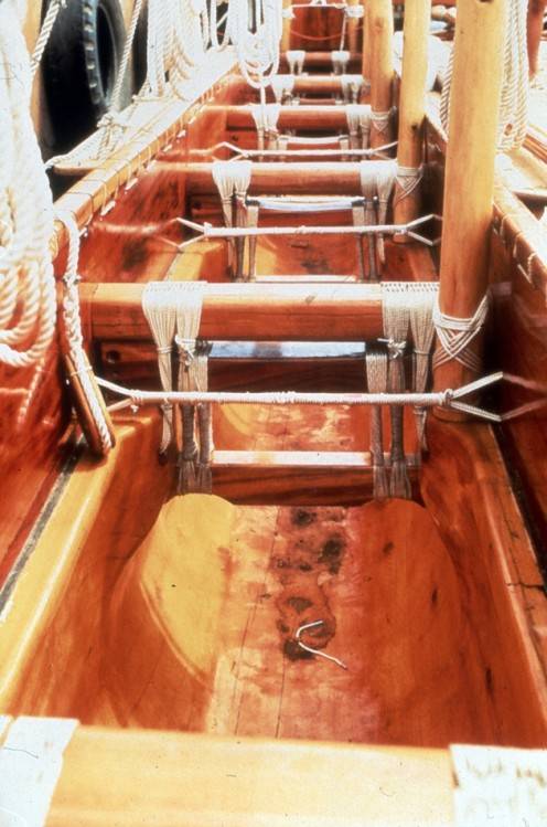 The inside hull of the Hawai'iloa was made from logs gifted by Alaskan natives.