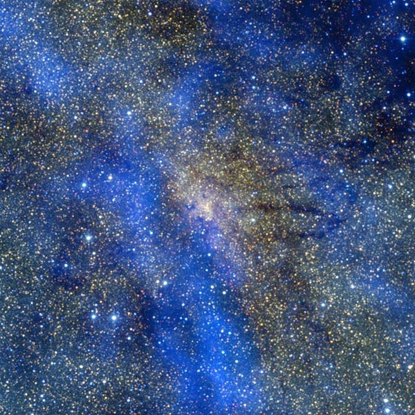 The central part of our galaxy, The Milky Way. This section is tiny, just one hundred light years wide and about twenty-six thousand light years from Earth. Even in this small section there are hundreds of millions of stars just like our Sun.