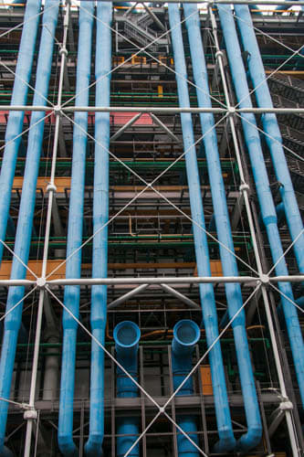 Part of the complex construction of the Pompidou Center in Paris. Paris has long been the epicenter of art in Europe and if you are in Paris, this gallery is well worth a visit.