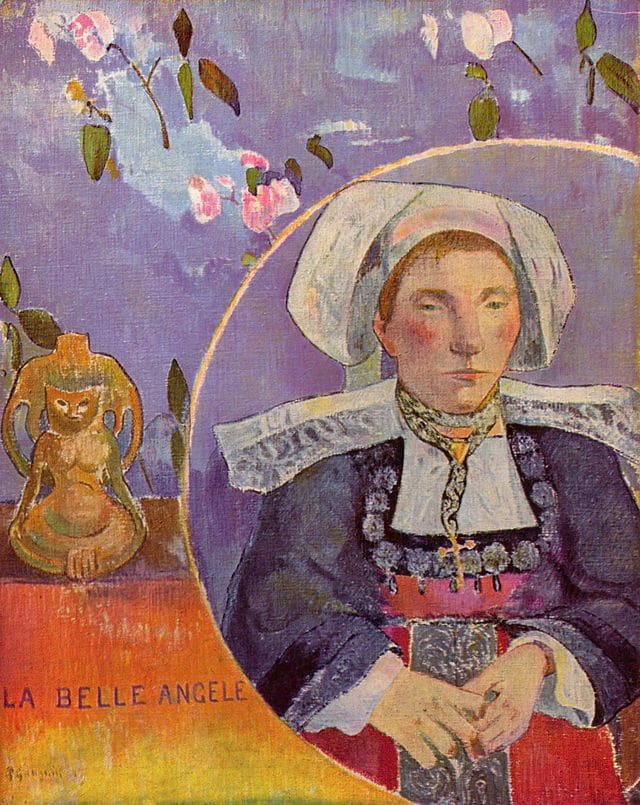 Painting of Breton woman by Paul Gauguin who lived in Brittany during the 19th century and painted a series of paintings of the Breton women.