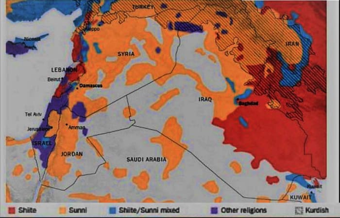 map of middle east after ww1