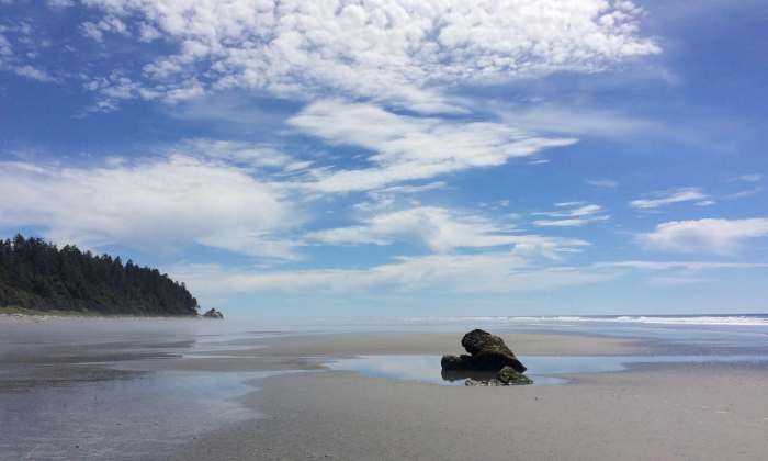 Waters receding from the Ruby Beach during low tide