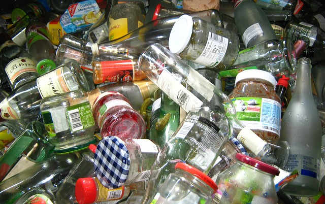 All bottles and glass products can be recycled and the glass used again. Plastic bottles and containers should also be collected for recycling. Rinse them out and keep them in a box.