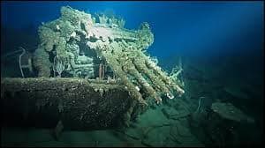 Sunken ship off Iron Bottom Sound an area where intense naval battles took place off the Island of Guadalcanal.
