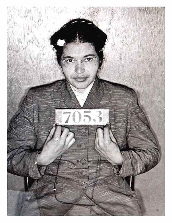 Rosa Parks booking photo following her February 1956 arrest during the Montgomery Bus Boycott. The boycott lasted for 381 days and was only discontinued when the city repealed its segregation law.