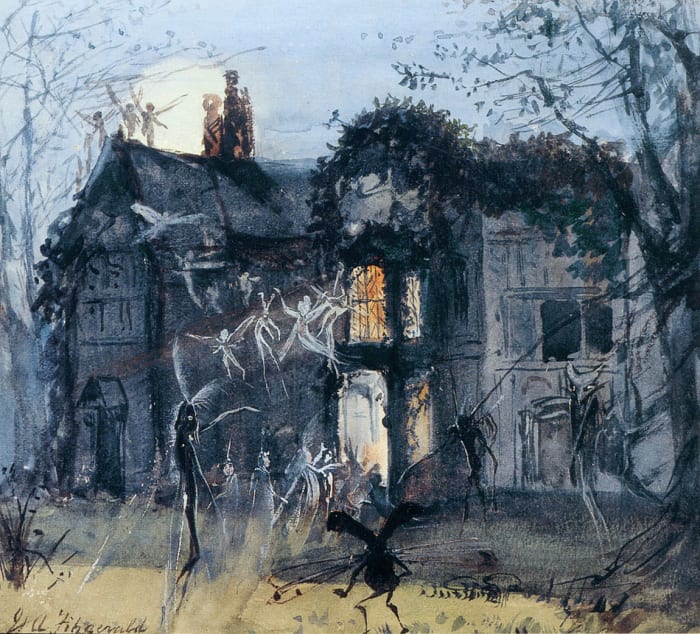 The Old Hall, Fairies by Moonlight; Spectres & Shades, Brownies and Banshees. By John Anster Fitzgerald, circa 1875