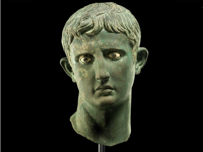 The Meroë Head of Augustus, Bronze head from an over-life-sized statue of Augustus, likely made in Africa, Egypt, C.27BC - 25BC. Excavated, Africa, Sudan, 1910. © The Trustees of the British Museum