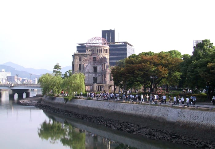 Peace dome in Hiroshima today. The exact point where the atomic bomb detonated above Hiroshima August 6,1945 8:16 A.M..
