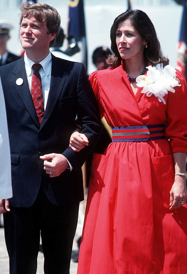 Senator Dan Quayle and his wife Marilyn attend the launching ceremony for the Aegis guided missile cruiser USS VINCENNES at Ingalls Shipbuilding Corp.in 1984.