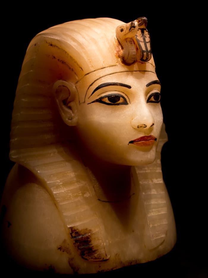 The lid for one of the canopic jars of Tutankhamun, portraying the king himself.