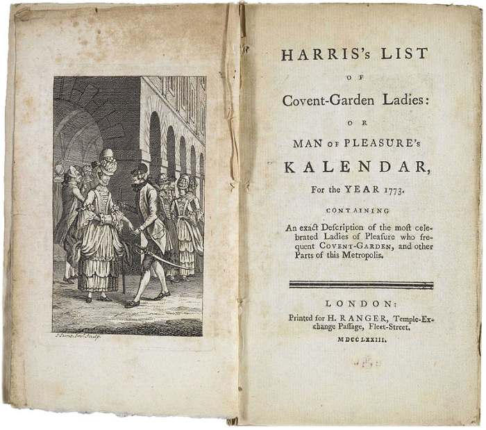 The Irish writer Samuel Derrick lived in Grub Street and authored a famous directory of prostitutes. It's said his reviews of the attributes of each lady were based on personal experience.