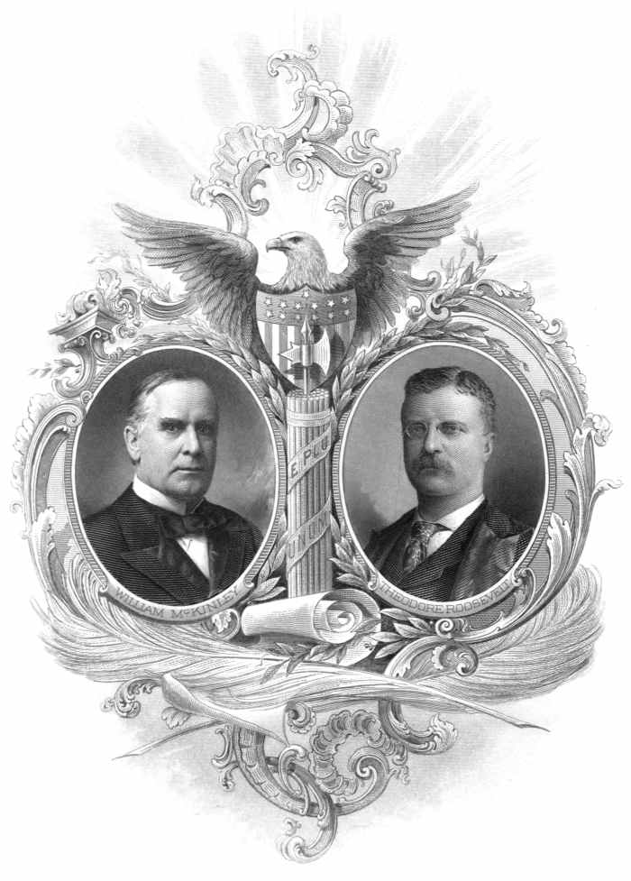 Engraved portraits of President William McKinley and Vice President Theodore Roosevelt from a souvenir booklet published for their inauguration in 1901