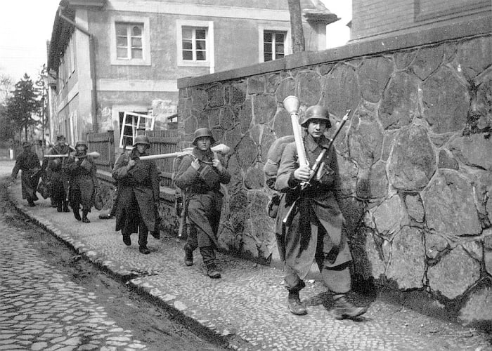 The Panzerfaust was the German Army's answer to lack of tank support. It was a cheap single shot recoilless anti-tank weapon that would cost many Soviet and American tankers their lives. The Panzerfaust could penetrate the armor of any tank used WWII