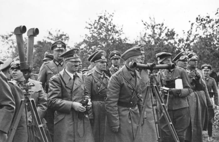 Hitler September 1939 during the invasion of Poland. Hitler's decision to invade Poland in September 1, 1939, brought about the Second World War. German forces would conquer Poland in less than 5 weeks and the Blitzkrieg was born.