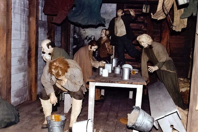 A depiction of conditions aboard an Irish emigrant ship at the Cobh Heritage Museum, Cork.
