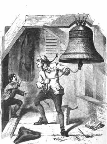The Bellman Informed of the Passage of the Declaration of Independence: an 1854 depiction of the story of the Liberty Bell being rung on July 4, 1776. This image first appeared on the front page of Graham's Magazine June 1854.