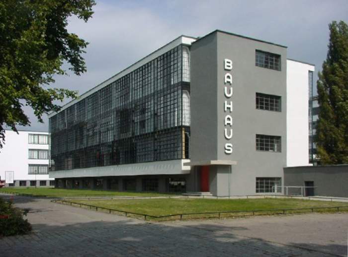 This Dessau building was designed by Bauhaus architects in the 20s. Even the lettering has a distinct Bauhaus style to it.