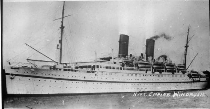 HMT Empire Windrush. In 1948, she brought to Britain one of the first large groups of West Indians, which marks the beginning of today's mass immigration.