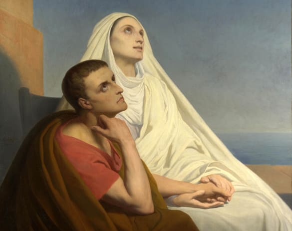 This painting by Ary Scheffer depicts Augustine with his mother, St. Monica, shortly before her death. She shed many tears for his conversion.