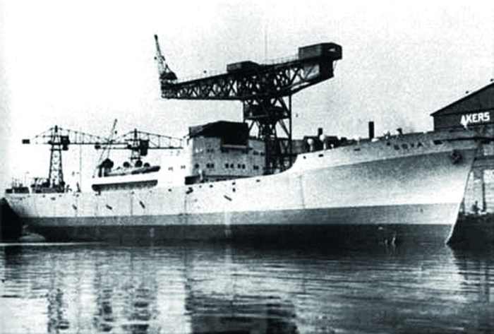 The Norwegian built MV Goya sitting in port in Oslo, shortly before she sunk in 1945 at the hands of a Soviet submarine.