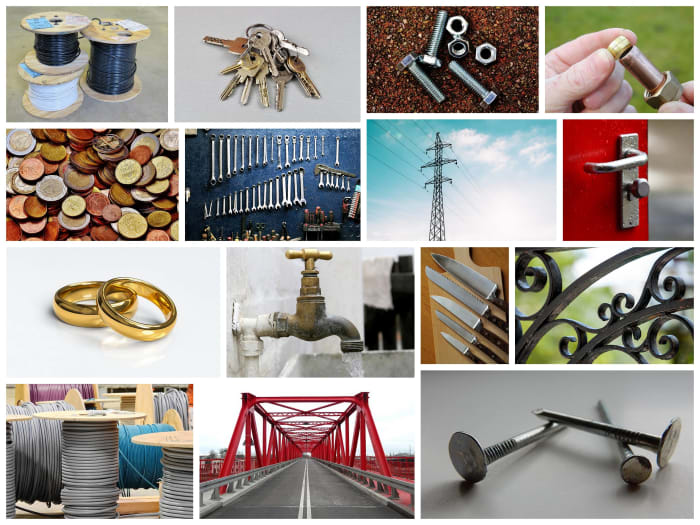 Things made from metal. Plastic has replaced some metals, but often we still need to use metals because they are stronger in some applications.