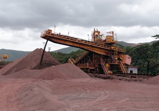 An operative iron ore mine. Ore minerals of every kind are extracted from the earth in vast quantities and used in manufacture and industry