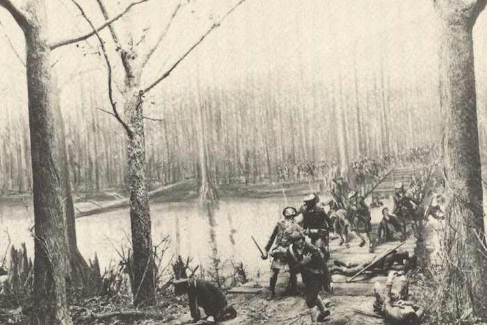 Display of the battle at Moore's Creek National Battlefield visitor's center.