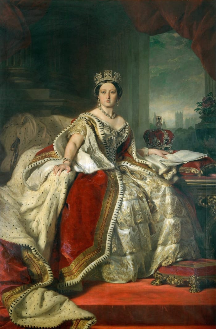 Under Queen Victoria's reign from 1837 to 1901, Great Britain would nearly quadruple in size, but also in world influence. Portrait by Winterhalter, 1859