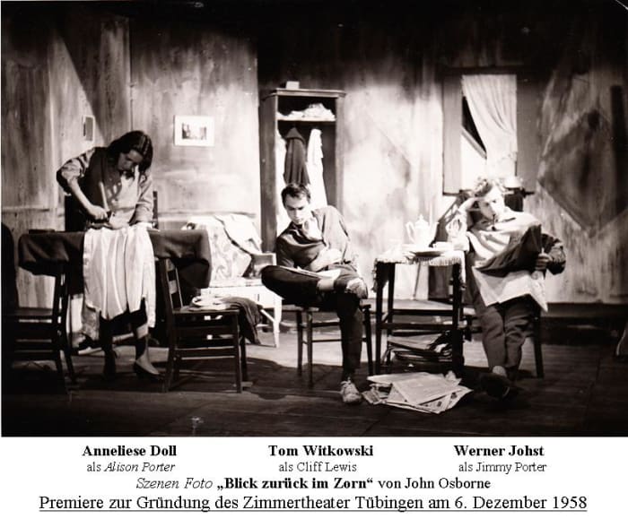 A Classic Scene from the play where Alison is seen at her ironing board while Jimmy and Cliff engage in verbal duels.