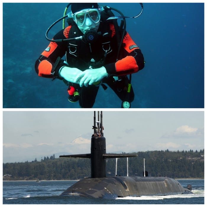 A scuba diver needs to have neutral buoyancy. A submarine needs to have neutral, positive and negative buoyancy.