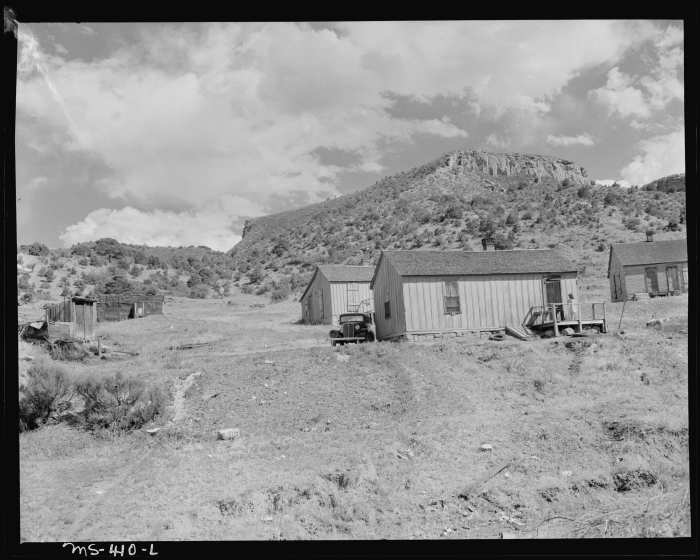 Homes of miners in company housing project. Huerfano Coal Company, Ludlow Mine, Ludlow, Las Animas County, Colorado.