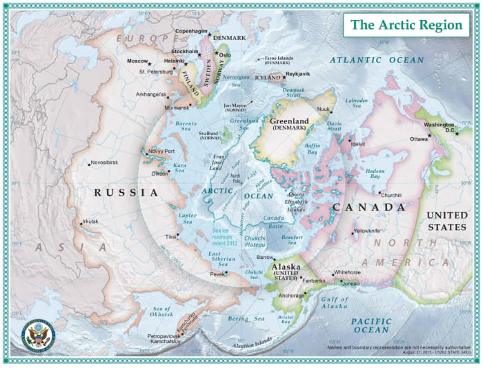 Map of the Arctic (within the circle)