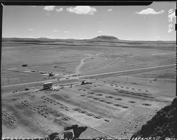 WW2: Tule Lake Relocation Center under construction near Newell, California. April 23, 1942.