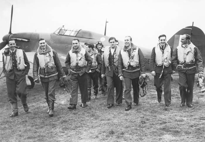 Many of the pilots flying for Britain came from occupied countries. This photo shows the men of 303 squadron- all of the pilots were Polish- men who had managed to escape Nazi occupation.