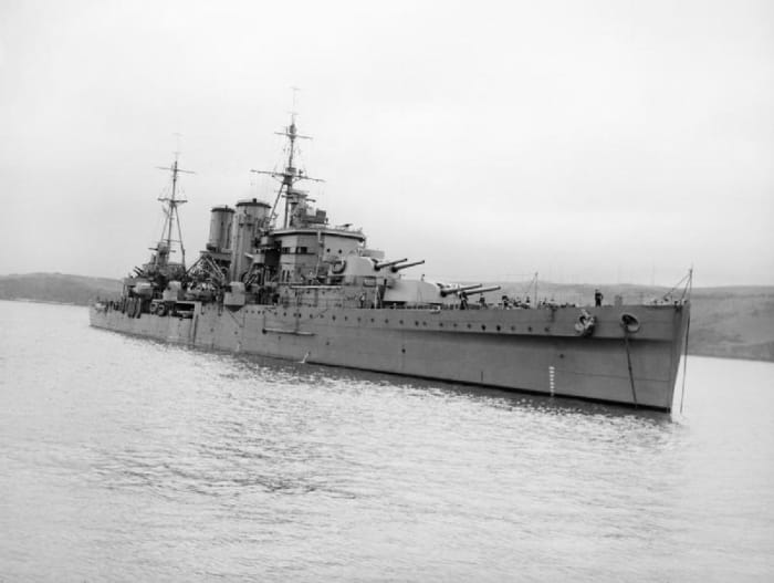 HMS Exeter sails proudly along after her refit in 1941