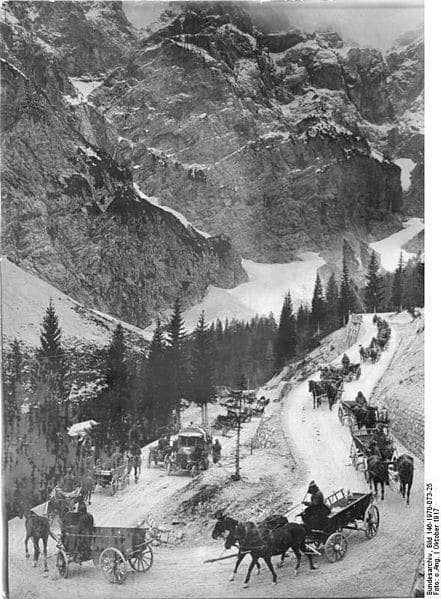 WW1: Austro-Hungarian supply line through the Alps. October 1917.