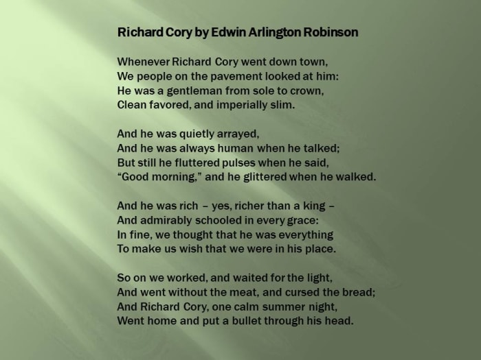 richard cory edwin arlington robinson theme