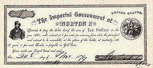 One of The Emperor's Ten-Dollar notes, which business people were proud to accept and display