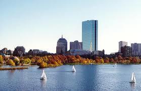 Today, the Hancock Bldg in Boston is the tallesy building in New England Here, it is viewed from the Charles River in Cambridge.