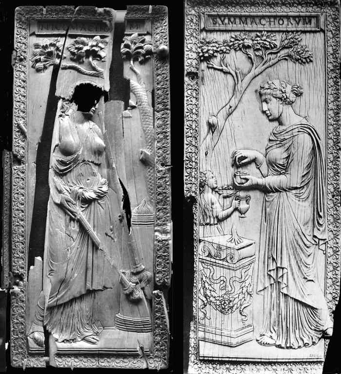 Figure 5: Woman sacrificing at an altar, right leaf of the diptych of the Nicomachi and the Symmachi