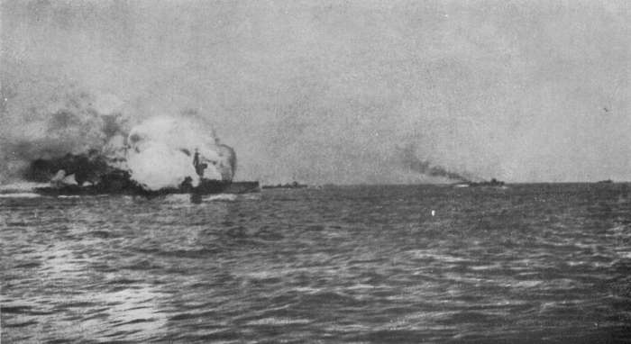 The British battlecruiser Invincible blowing up at the Battle of Jutland, the only large-scale confrontation between capital ships in the Great War, and one which would be an important part of British naval thought for decades to come.