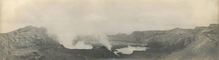 Photo of Taal volcano befor the 1911 eruption destroyed much of the summit. Please note this is the summit at Volcano Island. The island stills stands today