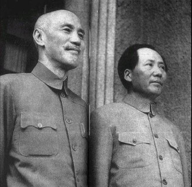 Photo of Chiang Kai-shek (left) and Mao Zedong (right); the two major leaders of the Chinese Civil War.