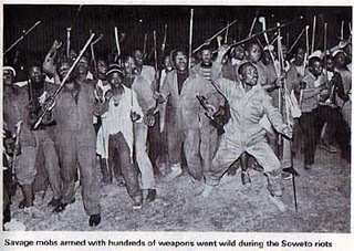 These "Savage Mobs with hundreds of weapons" as quoted by some Apartheid apologist were Zulu Hostel men recruited by the Boer regime to fight the people of Soweto