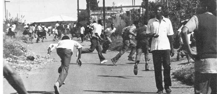 Running in a crouch, a tactic that became adopted by the students ducking bullets in 1976, trying to evade the police firing squads