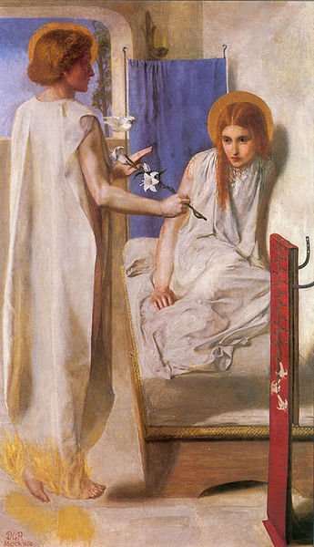 Ecce Ancilla Domini by Dante Gabriel Rossetti. Currently in the Tate Gallery London. Image courtesy of Wiki Commons