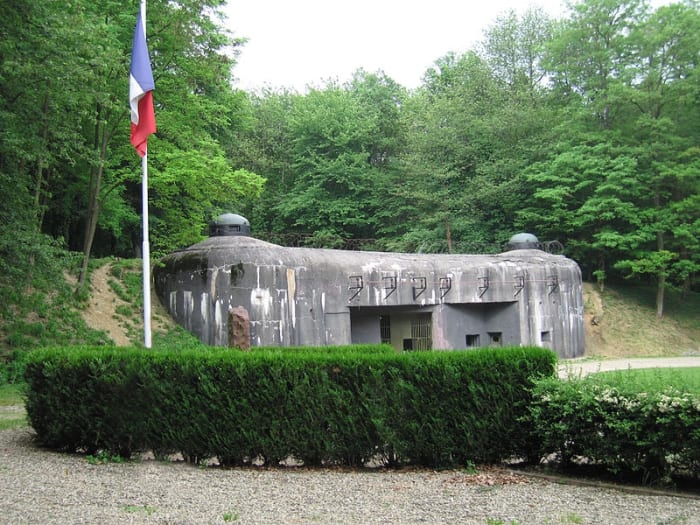 The visible portion of the Ouvrage (Fortress) Schoenenbourg in Alsace, part of the Maginot Line. There were 142 fortresses along the Maginot Line.